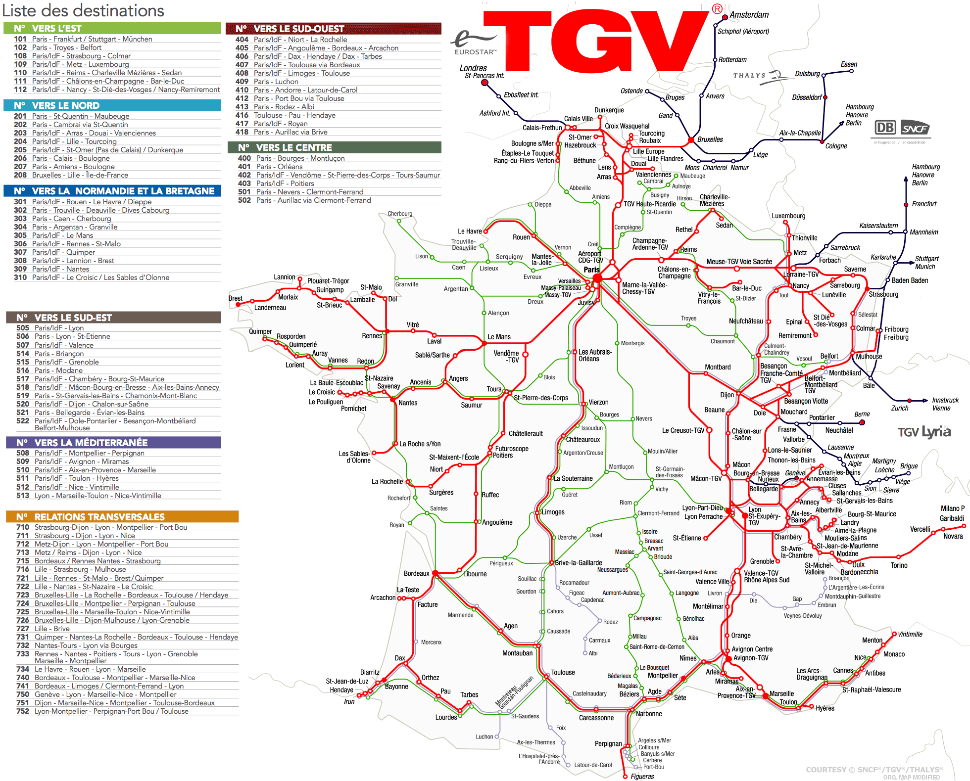 Tgv® Karte Frankreich ⇒ Schnellzugriff Tgv Linien Netz Der